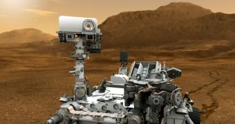 This artist's concept depicts a close-up of the MSL Curiosity rover