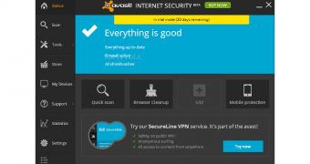 Avast! Internet Security offers support for both 32- and 64-bit versions of Windows