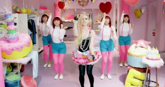 Avril Lavigne tries to mimic the Harajuku Girl theme for her “Hello Kitty” video