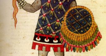 Tlaloc in Codex Ixtlilxochitl;Mexican,16th century, with a lightening bolt in his hand
