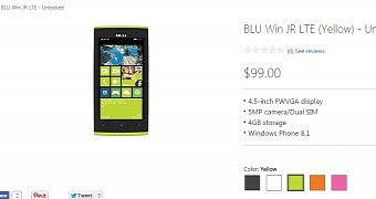 BLU Win JR LTE with Windows Phone 8.1 Goes on Sale at Microsoft Store