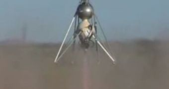 The Armadillo Aerospace lander during flight
