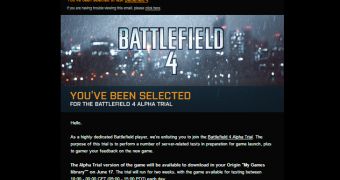 The Battlefield 4 Alpha trial invitation