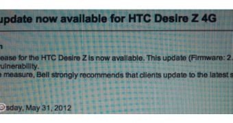 Bell Mobility Rolls Out HTC Desire Z Maintenance Update