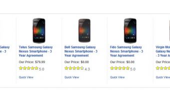 Samsung Galaxy Nexus pricing options