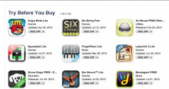 The Try Before You Buy section on Apple's App Store (screenshot)