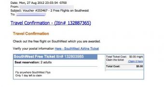 Beware of “2 Free Flights on SouthWest” Emails