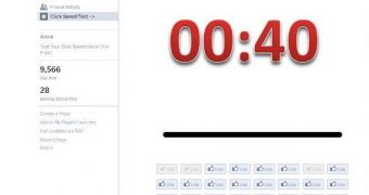 Fake "click speed" test on Facebook