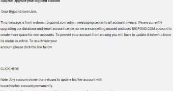 Fake message luring to phishing website