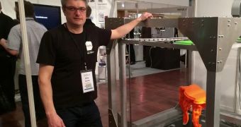 Rene Gurka, BigRep’s hands-on investor, standing next to the 3D printer