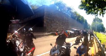 An SUV drivers gets attacked by bikers after severely injuring one of them