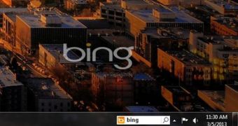 The Bing search box is now integrated into the Windows taskbar