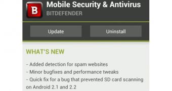 Bitdefender Mobile Security for Android Updated with Detection for Spam Websites