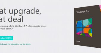 A downloadable copy of Windows 8 costs $39.99