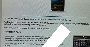 BlackBerry Classic leaked release date