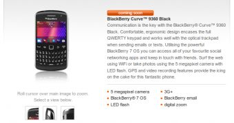 BlackBerry Curve 9360 at Orange UK