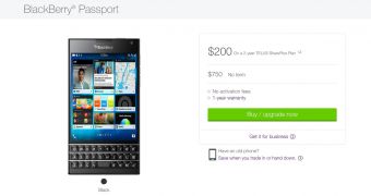 BlackBerry Passport (rather stretched picture) and pricing options