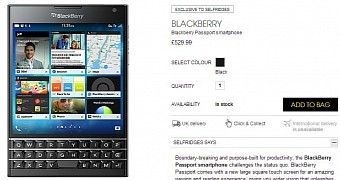 BlackBerry Passport webstore page