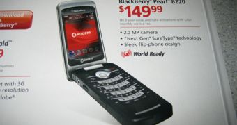 Promo image with Rogers' BlackBerry Pearl 8220