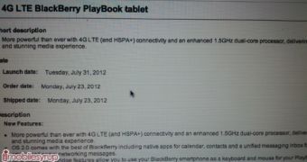 BlackBerry PlayBook 4G LTE Arriving on July 31 for $550 CAD