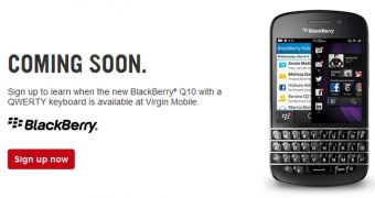 BlackBerry Q10 "Coming Soon" page