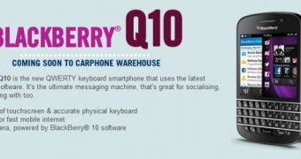 BlackBerry Q10 "coming soon" page