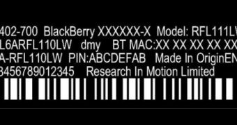 BlackBerry Q10 ID label