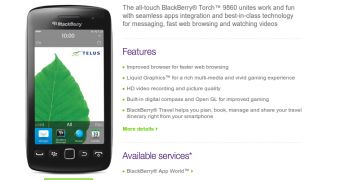 BlackBerry Torch 9860 at TELUS