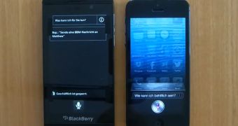 BlackBerry Z10 next to Apple's iPhone 5