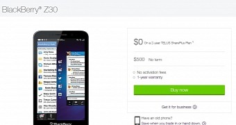 BlackBerry Z30 Down to $0 on Contract in Canada