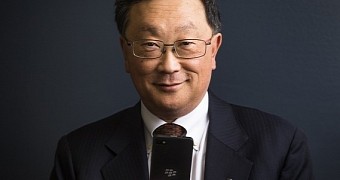 BlackBerry CEO holding one of the company's products
