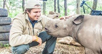 Blind baby rhino is rescued by wildlife rangers in Kenya
