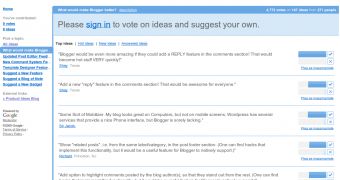 Blogger suggestions page