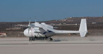 This is the Boeing Phantom Eye UAV, seen here during its medium-speed taxi test, on March 10, 2012