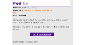 Fake FedEx parcel delivery notifications