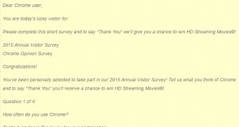 Email sample with the “2015 Annual Visitor Survey”