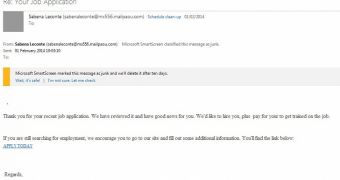 Fake job application email