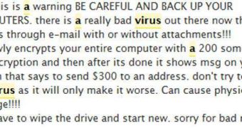 Bogus virus warning