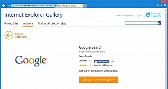Google Search can no longer be added in IE11