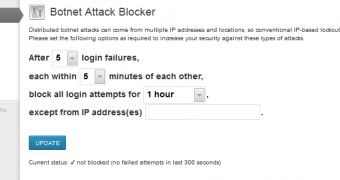 Botnet Attack Blocker control panel