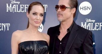 Angelina Jolie and Brad Pitt at the Hollywood premiere of Disney’s “Maleficent”