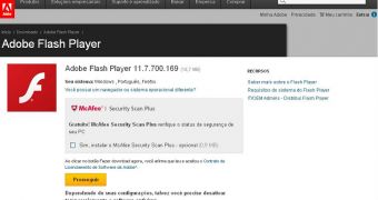 Fake Flash Player page serves malware