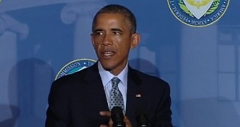 President Barack Obama delivering speech at FTC