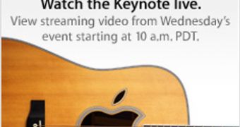 Apple posts Sept 1. event guitar-artwork on the front page of its web site