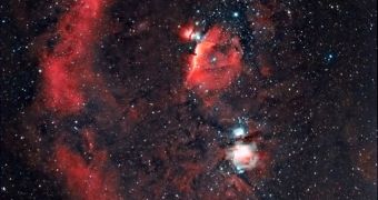 This is a large part of the Orion constellation, showing the Orion Nebula (to the bottom of the image)