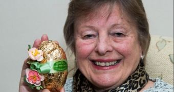 73-year-old Judith Bowen is holding on to a chocolate Easter egg made 56 years ago