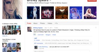 Britney Spears has more than one million Google+ followers
