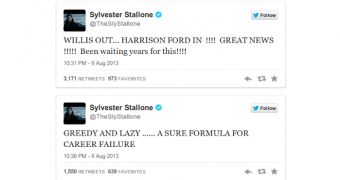 Sylvester Stallone discusses the replacement on Twitter