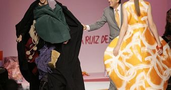 Sacha Baron Cohen in Bruno character crashing a fashion show last year