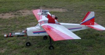 A model UAV, outfitted with the new guidance systems that allow it to "see" the ground all by itself